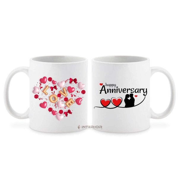 "Happy Anniversary My Love" Ceramic White Coffee Mug.