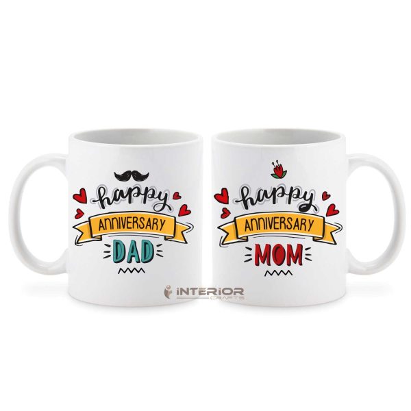 "Happy Anniversary Mom & Dad" Couple Ceramic Coffee Mug.