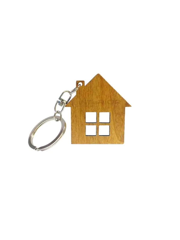 "Wooden Home Shape Key Ring" Key Ring For Car, Bike, Home, Back Pack, Gift.