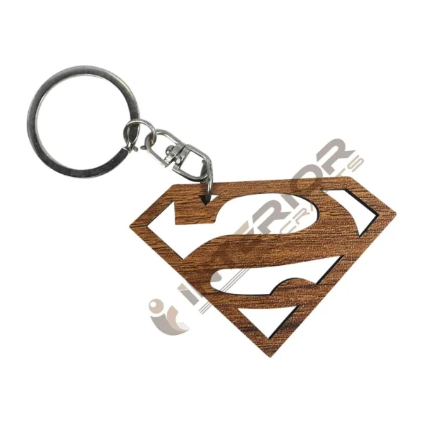 "Wooden Super Man Logo Key Ring" Smart Key Chain For Car, Home & Bike.