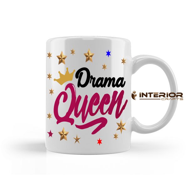 "DRAMA QUEEN" Princess - White Graphic Design Printed Ceramic Mug. - Image 3