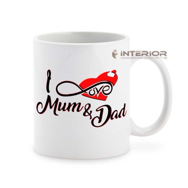 "I Love MOM & DAD" White Ceramic Coffee Mug. - Image 3