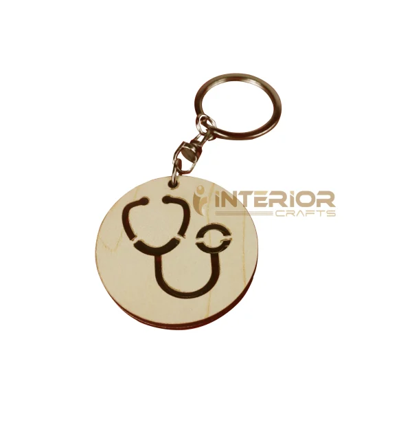 "Wooden key Ring Doctor Stethoscope" Round Shape Smart Key Chain For Car, Home & Bike.