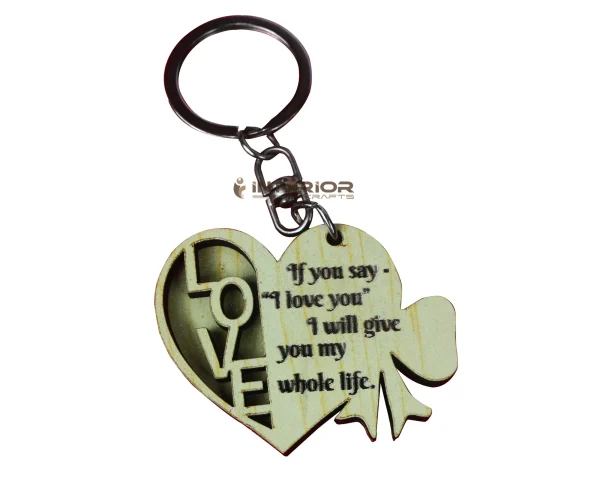 "Wooden key Ring Love Shape" Smart Double Sided  Key Chain For Car, Home & Bike. - Image 3