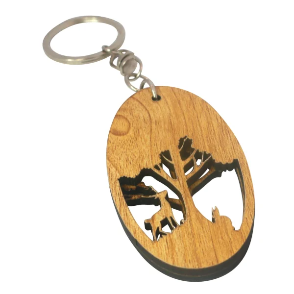 "Wooden Tree Shape Key Ring" For Car, Bike, Home, Back Pack, Gift.