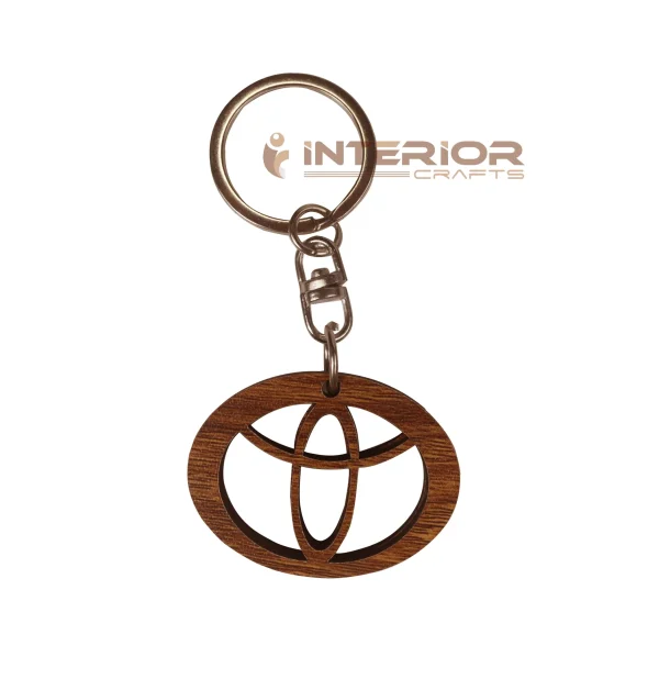 "TOYOTA Logo Wooden key Ring" Round Safe (Egg) With 2 Side Laminating MDF Board Smart Key Chain For Car, Home & Bike