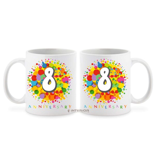 "8th Year Happy Anniversary" Wedding Gift Couple Ceramic Coffee Mug.