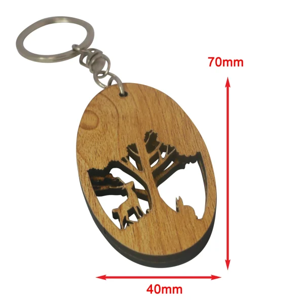 "Wooden Tree Shape Key Ring" For Car, Bike, Home, Back Pack, Gift. - Image 2