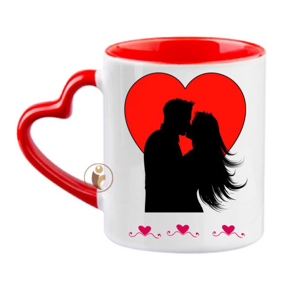 "Honey I Love You" Quotes Printed Heart Handle Ceramic Coffee Mug. - Image 2