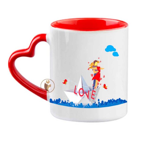 "Love You Forever" Quotes Printed Heart Handle Ceramic Coffee Mug. - Image 2