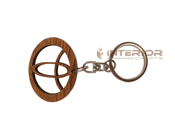 "TOYOTA Logo Wooden key Ring" Round Safe (Egg) With 2 Side Laminating MDF Board Smart Key Chain For Car, Home & Bike - Image 3