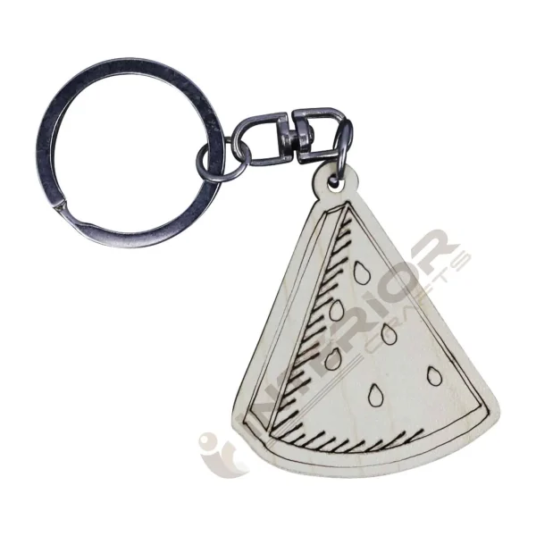 "Wooden Funny Pizza Key Ring" Engraving Key Chine/Ring For Gift.