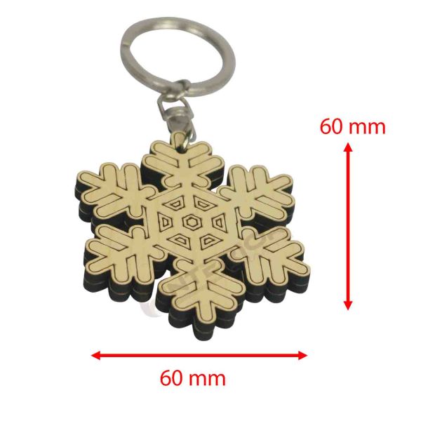 "Wooden Snowflakes Shape Key Ring" Key Ring For Car, Bike, Home, Back Pack, Gift. - Image 2