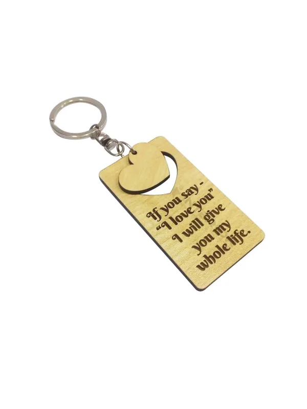 "Fashion Wooden Heart Key Chain" Key Ring For Car, Bike, Home, Back Pack, Gift.