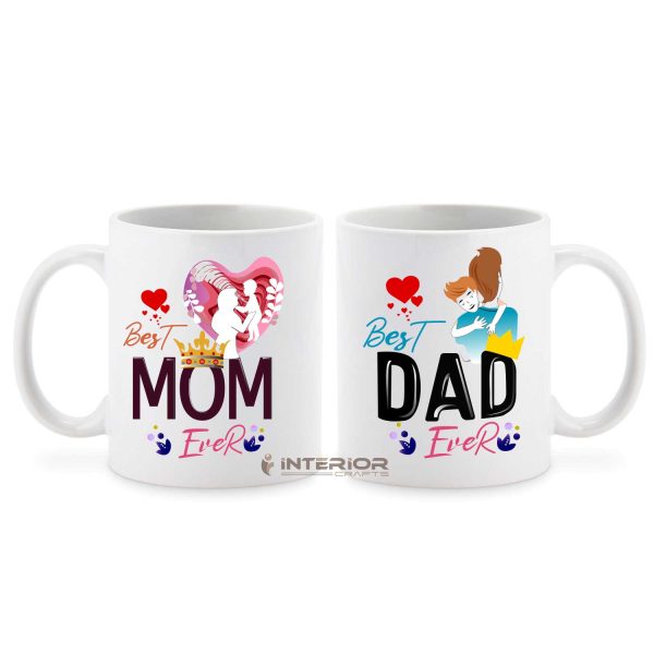 "Best Dad Ever & Best Mom Ever" Gift For Mom Dad White Ceramic Coffee Mug.