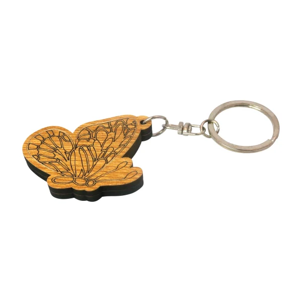 "Wooden Butterfly ‍Shape Key Ring" For Gift, Home Use.
