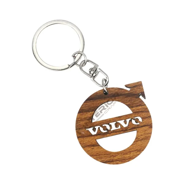 "Wooden Texture VOLVO Logo Key Ring" For Car, Bike & Gift. - Image 2