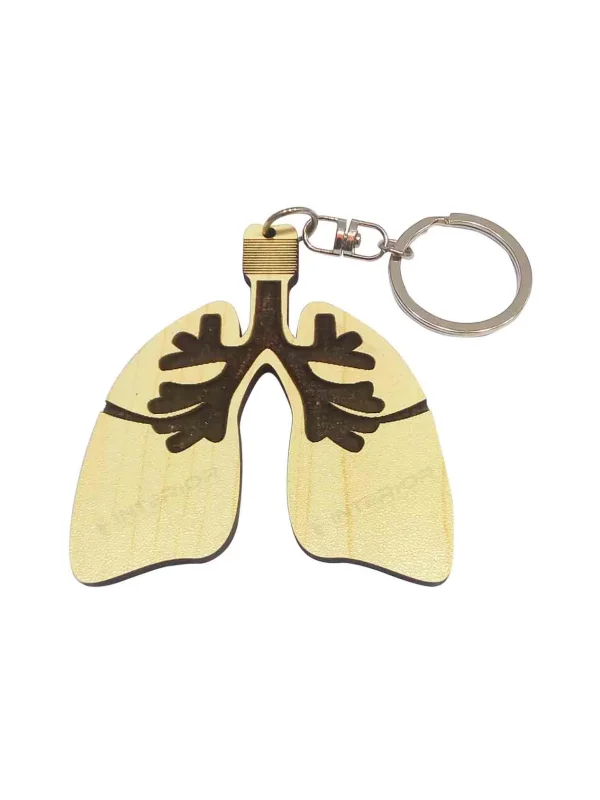 "Wooden Engraving Lungs Shape Key Ring" Key Ring For Car, Bike, Home, Back Pack, Gift.