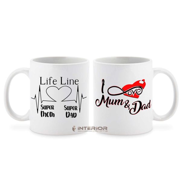 "I Love MOM & DAD" White Ceramic Coffee Mug.