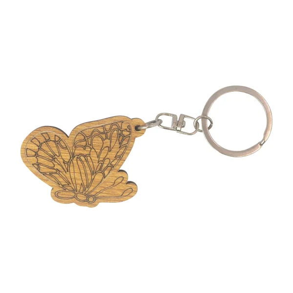 "Wooden Butterfly ‍Shape Key Ring" For Gift, Home Use. - Image 2