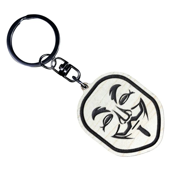 "Wooden Joker Face Style Key Ring" The Dark Knight For Gift.