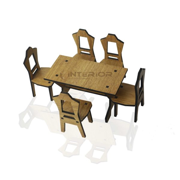 "Wooden Toy Furniture Dining Set" House Miniature Sets Gift for Kids, Mini Table Chair for 1/ 6 or Showpiece