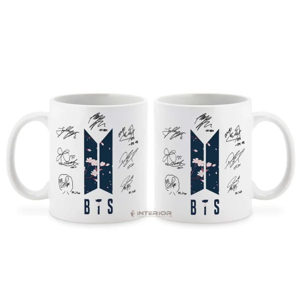 "BTS Member Signature ART New Style Design Printed White Ceramic Mug"