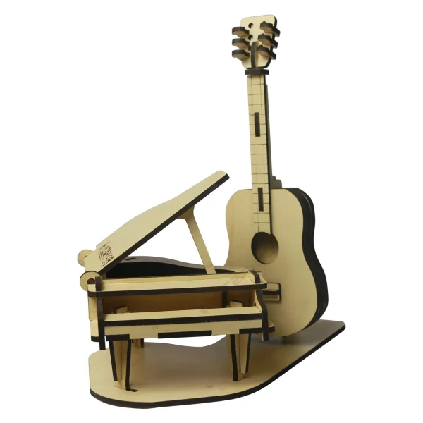 "Wooden Guitar With Piano Showpiece"