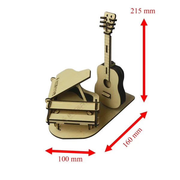 "Wooden Guitar With Piano Showpiece" - Image 3