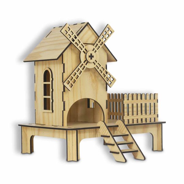 "Wooden Windmill House Showpiece"