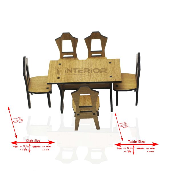 "Wooden Toy Furniture Dining Set" House Miniature Sets Gift for Kids, Mini Table Chair for 1/ 6 or Showpiece - Image 3