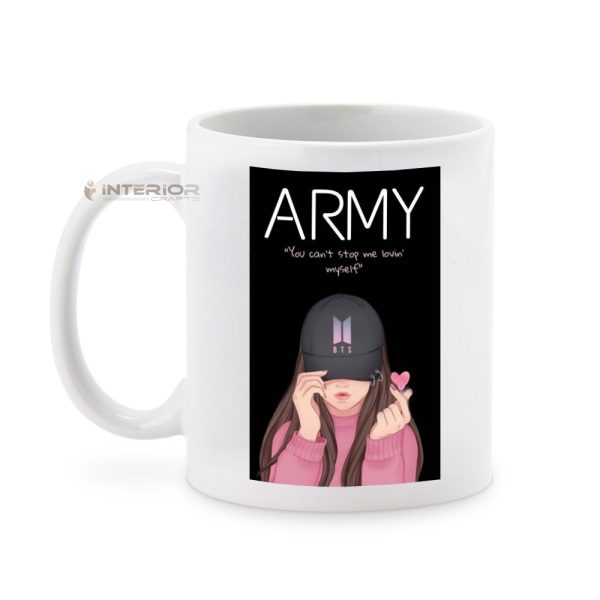 "BTS Saranghae K-Pop Fan" Design Printed White Ceramic Mug. - Image 4