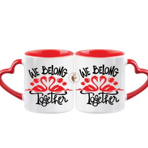 "We Belong Together Quotes Printed Heart Handle Ceramic Coffee Mug"