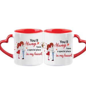 "You Will Always Have A Special Place In My Hurt" Printed Heart Handle Ceramic Mug.