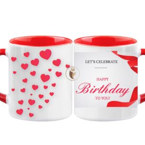 "Lets Celebrate Happy Birthday Heart Handle Ceramic Coffee Mug"