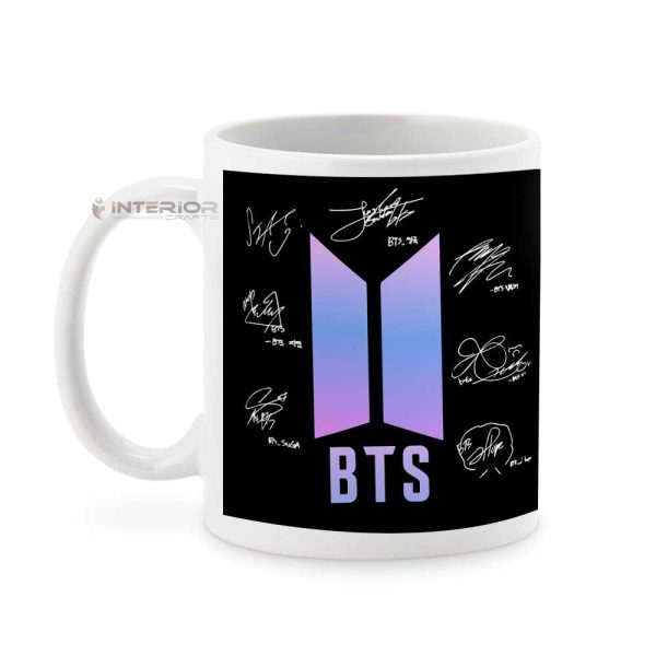 "BTS Logo With BTS Member Signature White Ceramic Mug." - Image 4