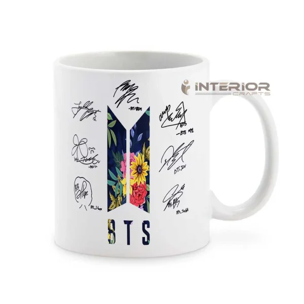 "BTS Member Signature ART Design Printed White Ceramic Mug"