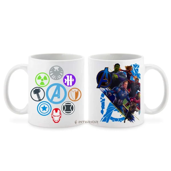 "Avengers Hero & Avengers Logo Design" Printed White Ceramic Mug.