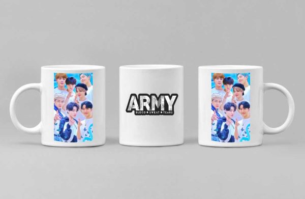 "BTS ARMY Photo Design HD Printed White Ceramic Mug"