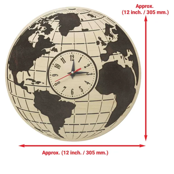 "Wooden World Map Large Wall Clock" For Office, Bedroom, Study Room, Sports bar, Game room, Living room, Gift. - Image 3