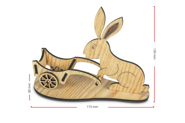 "wooden rabbit pulling a cart-shaped decorative Showpiece" - Image 3