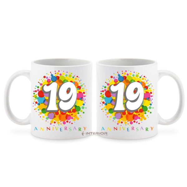 "19th Year Happy Anniversary" Wedding Gift Couple ceramic Coffee Mug.