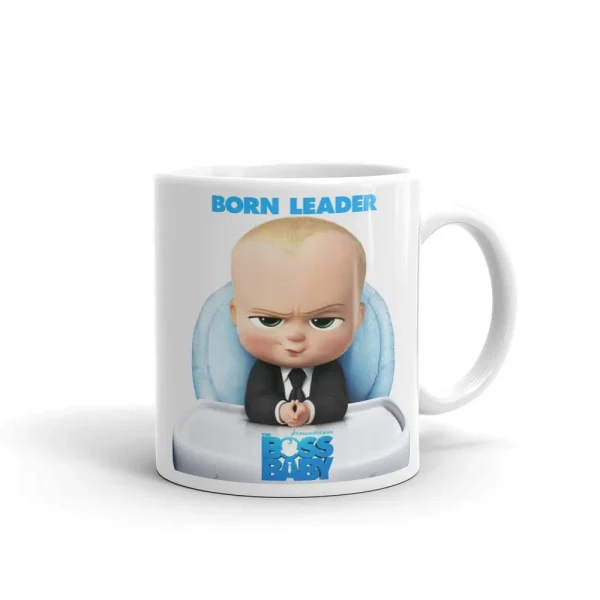 "Boss Baby Born Leader" Printed Cartoon White Coffee Mug.