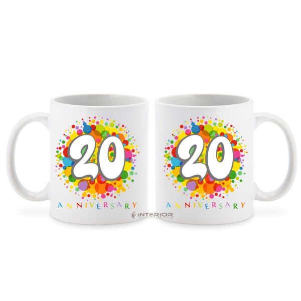 "20th Year Happy Anniversary" Wedding Gift Couple Ceramic Coffee Mug.