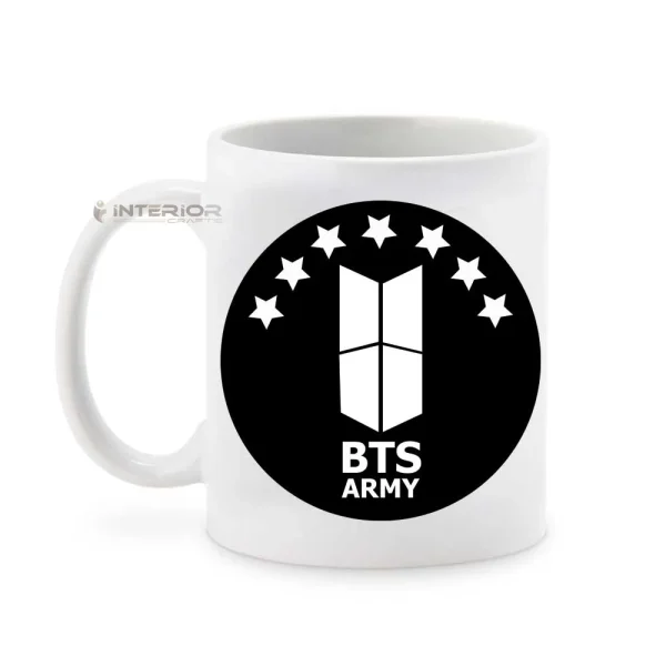 "BTS Logo" Printed White Ceramic Coffee Mug. - Image 3