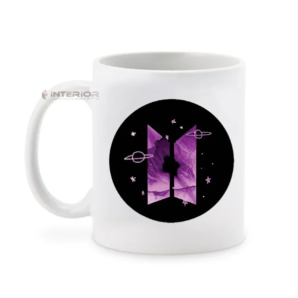 "BTS Black LOGO" Printed White Ceramic Mug. - Image 3