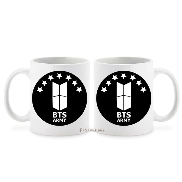 "BTS Logo" Printed White Ceramic Coffee Mug.