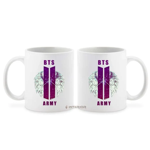 "BTS LOGO Wing" Design Printed White Ceramic Mug.