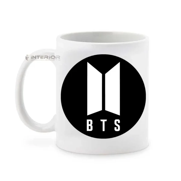 "BTS LOGO" Printed White Ceramic Coffee Mug. - Image 4