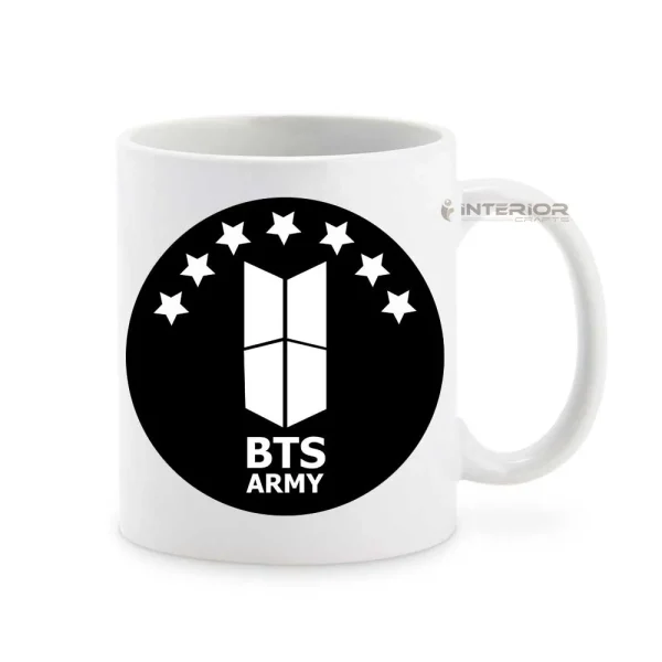 "BTS Logo" Printed White Ceramic Coffee Mug. - Image 4